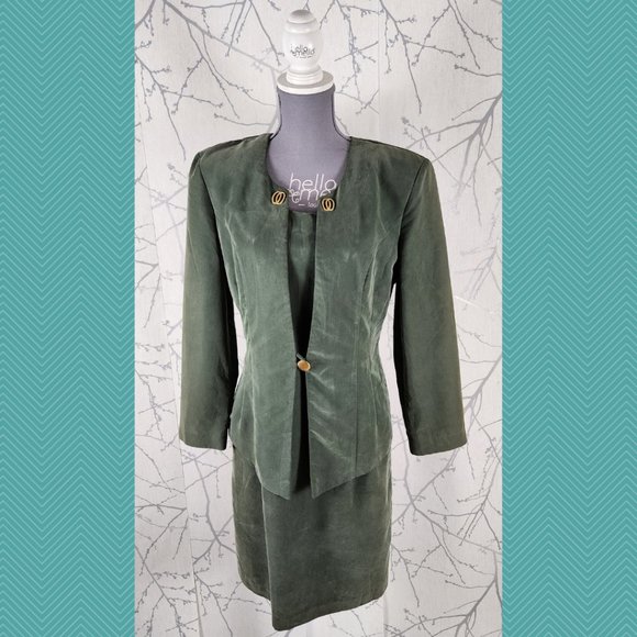 Joseph Ribkoff VTG Green Layered Suit Dress - Picture 1 of 7